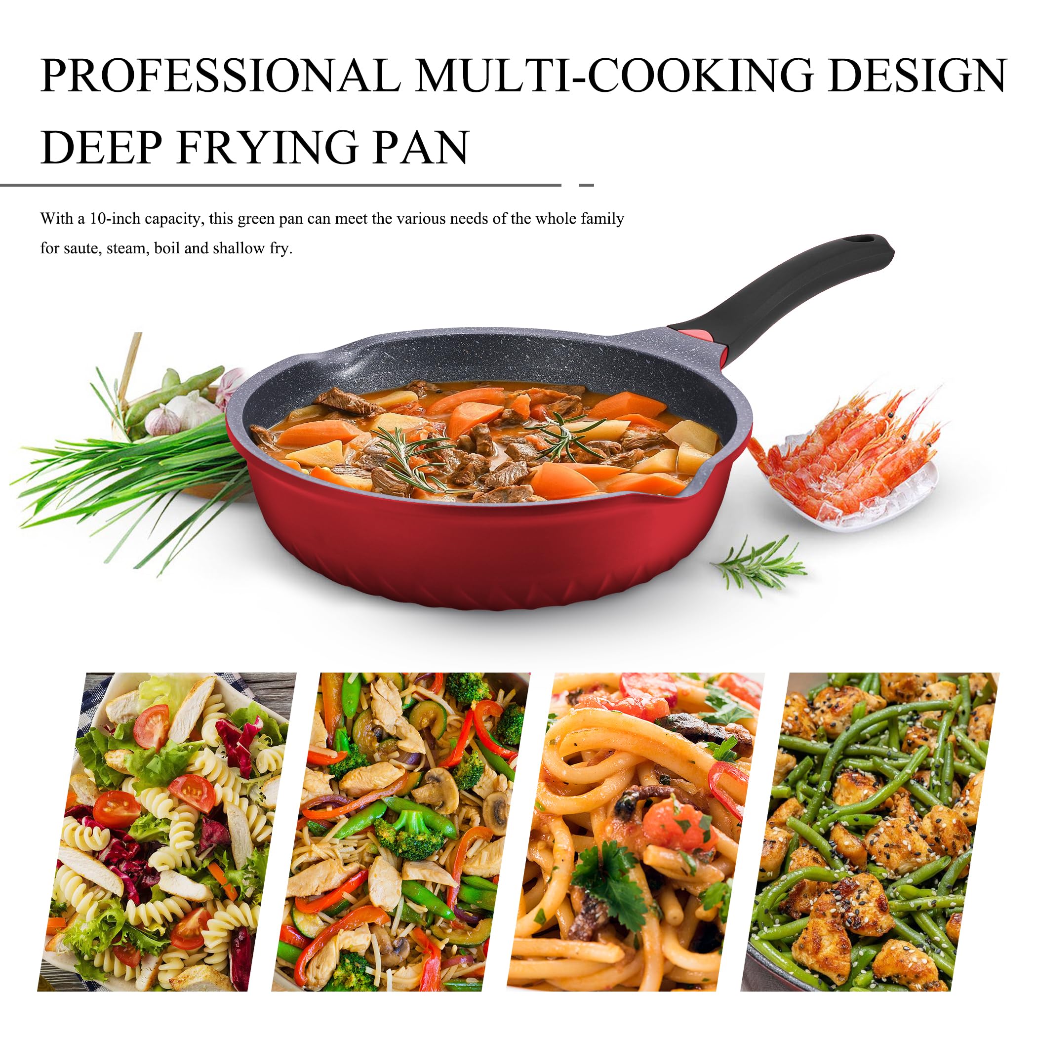 Amazon | Vinchef ノンスティックスキレット 蓋付き 11インチ/5