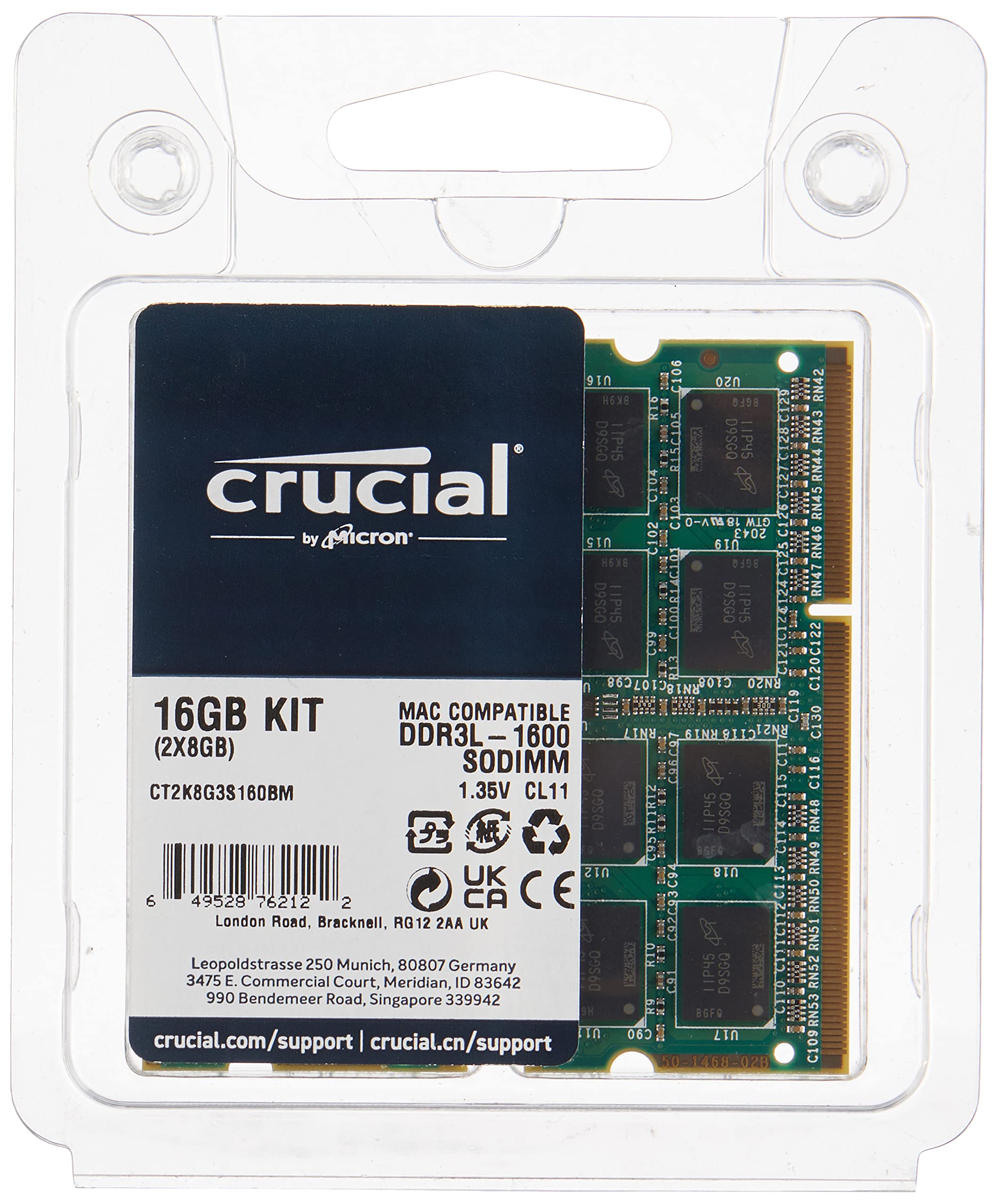 Crucial CT2K8G3S160BM 16GB Kit (8GBx2) DDR3/DDR3L 1600 MT/s (PC3