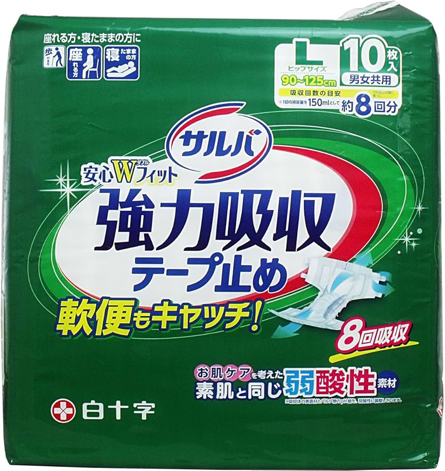 Amazon | サルバ 安心Wフィット強力吸収 テープ止めタイプ L 男女共用