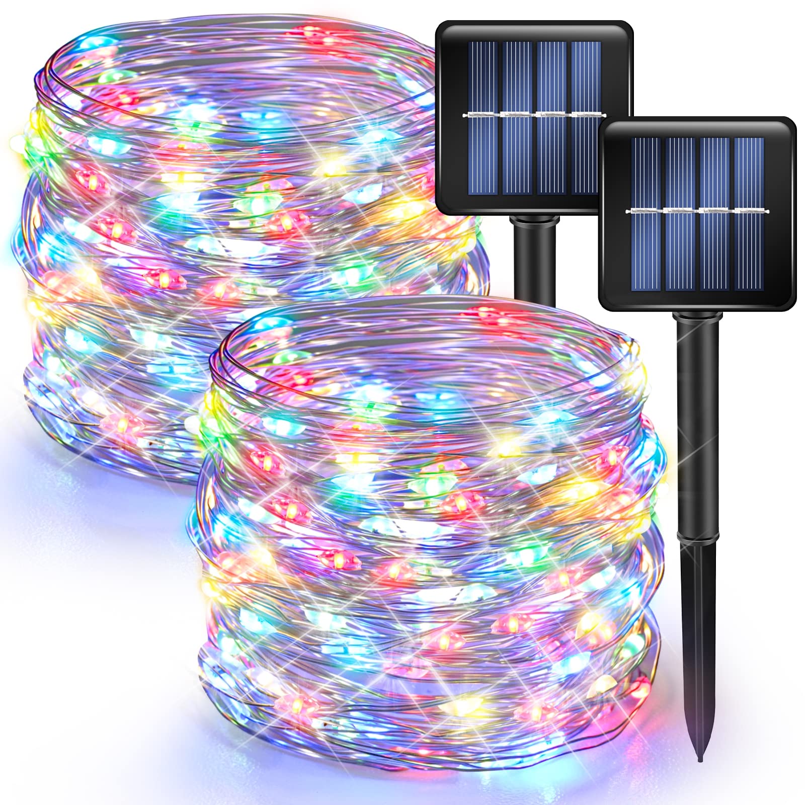 Dazzle Bright 2 Pack Solar String Lights Outdoor, Total 80FT