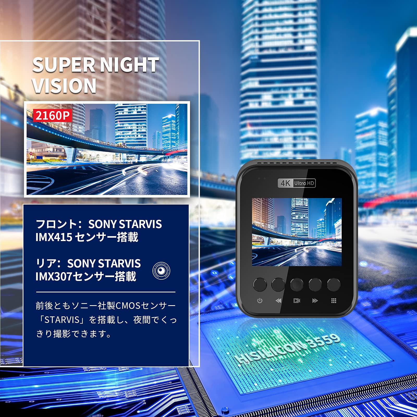 Amazon.co.jp: YAZACO ドライブレコーダー 前後カメラ 4K 2560P