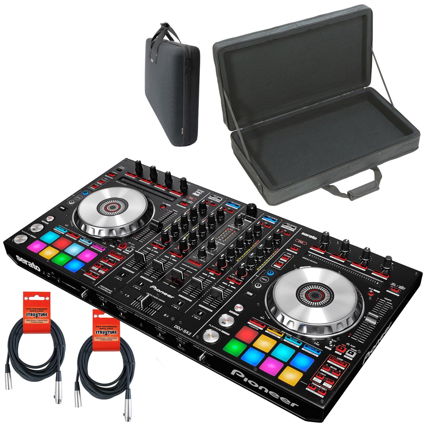 Pioneer DDJ-SX2 DJ Controller for Serato DJ w/ Magma Case & XLR