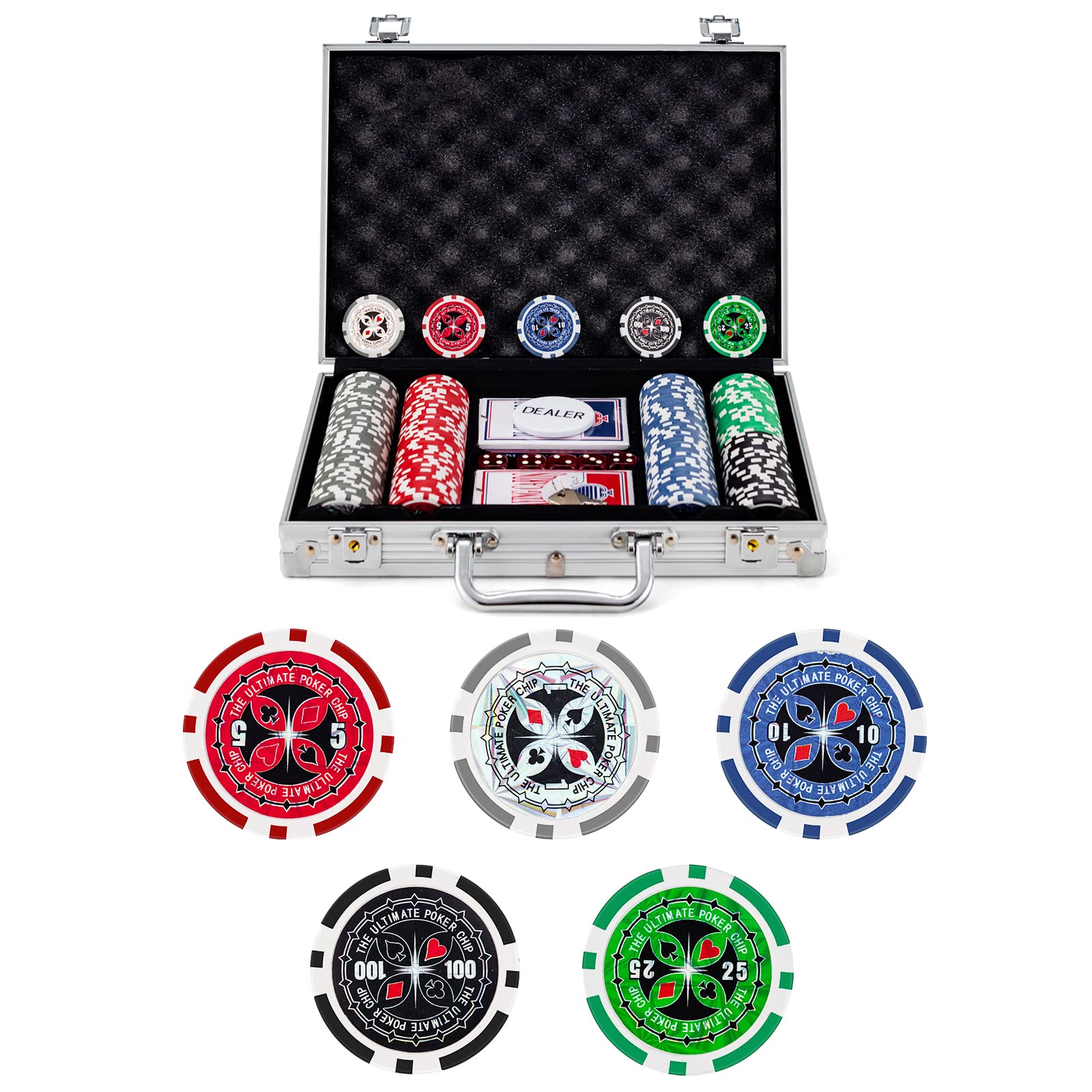 Amazon | COSTWAY ポーカーセット 数字入り 200枚チップ ポーカー