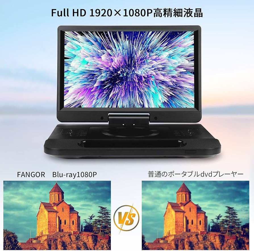 Amazon | FANGOR ポータブルブルーレイプレーヤー 12インチ 1080P液晶