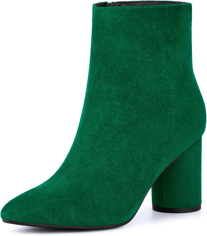 Amazon.com | Allegra K Women's Pointy Toe Side Zip Block Heel