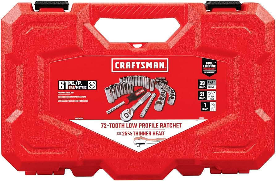 Craftsman Mechanics Tool Set, 3/8 Inch Drive, 61 Piece (CMMT45161