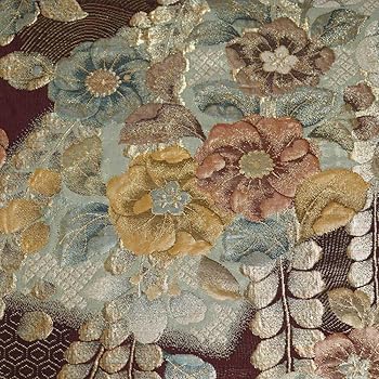 Amazon | 袋帯 辻が花模様 金通し 膨れ織 六通柄 金銀糸 葡萄茶色系