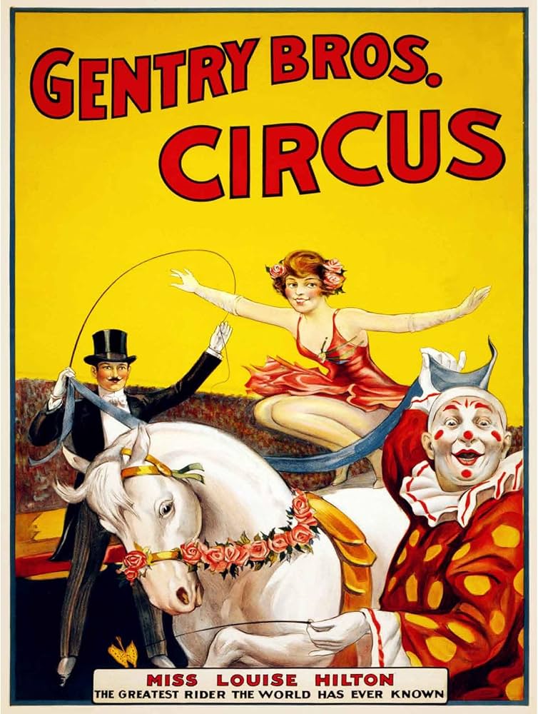 Amazon.co.jp: VINTAGE ADVERT CIRCUS GENTRY BROS MISS HILTON POSTER