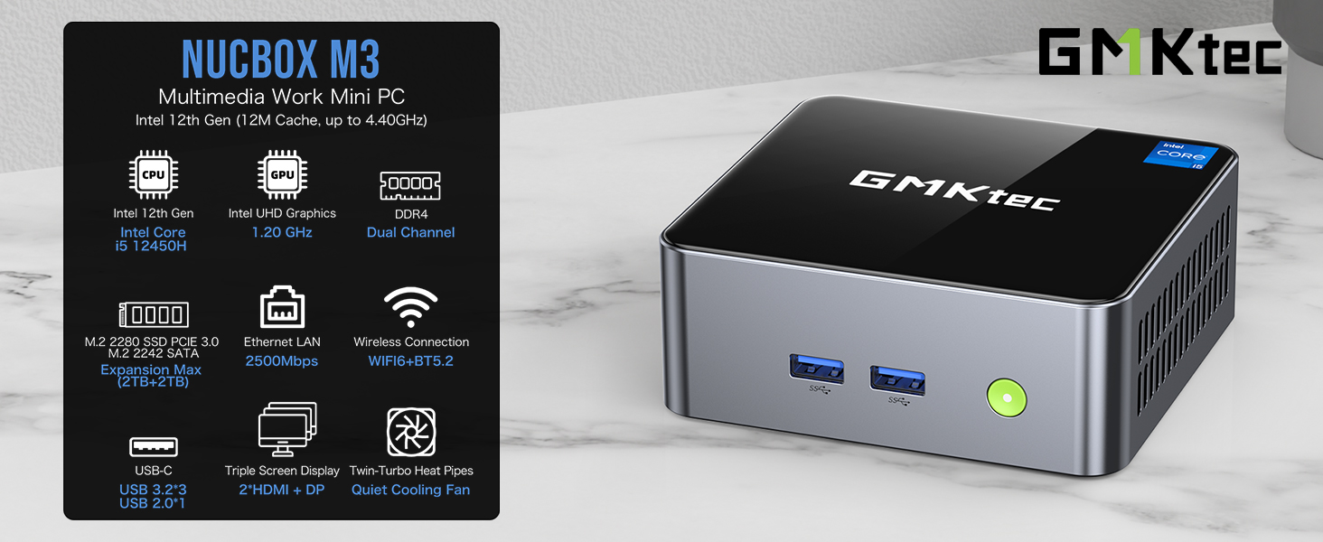 Amazon.com: GMKtec Mini Desktop Computer, M3 Intel Core i5 12450H
