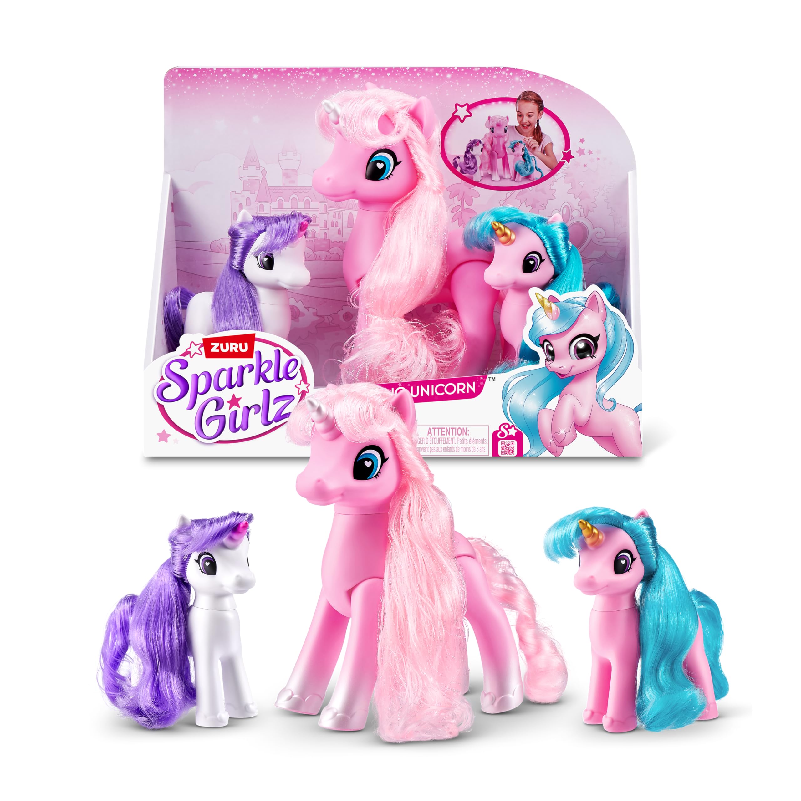 Sparkle Girlz Unicorn 3 Set of Colored, Beautiful Unicorns, Multi