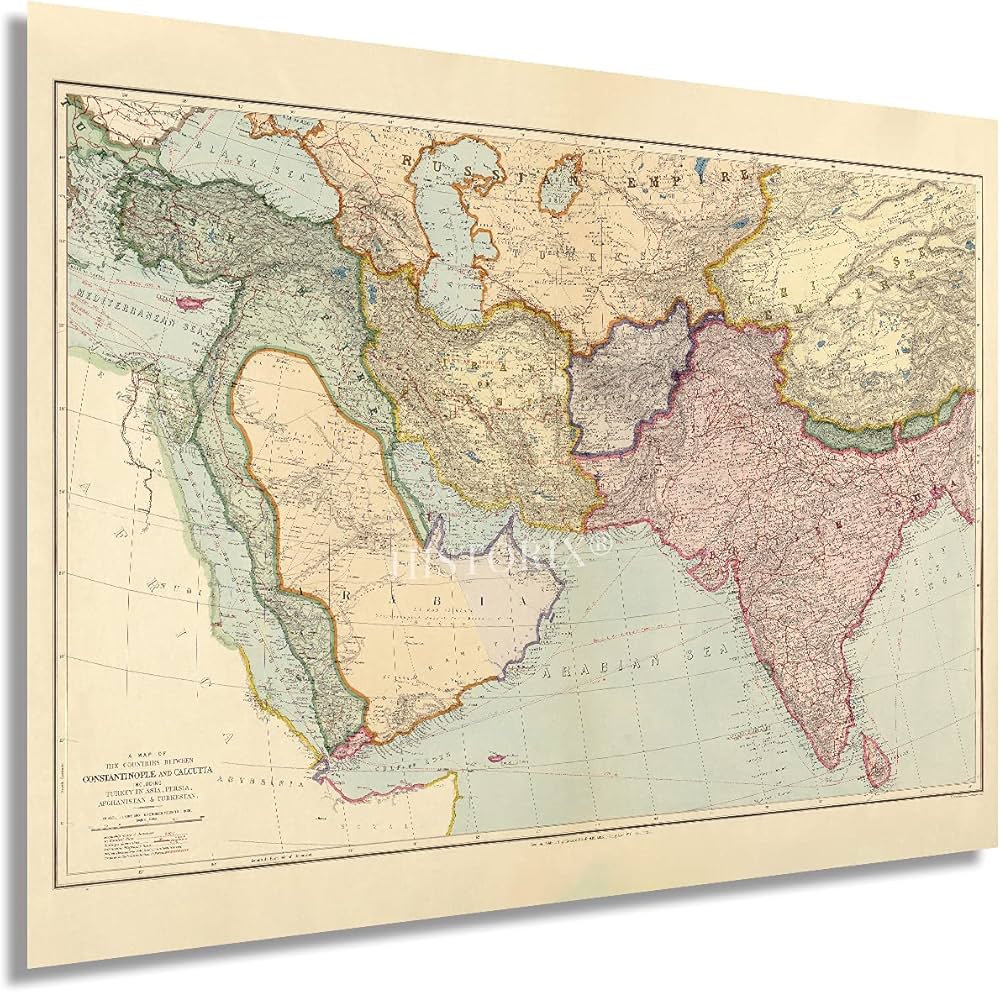 Amazon.co.jp: HISTORIX Vintage 1912 中東地図 - 18x24インチ