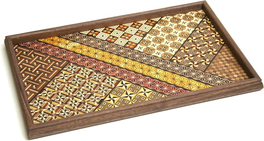 Amazon｜寄木細工 角盆（小寄木）寄木細工 箱根丸山物産｜トレイ・盆
