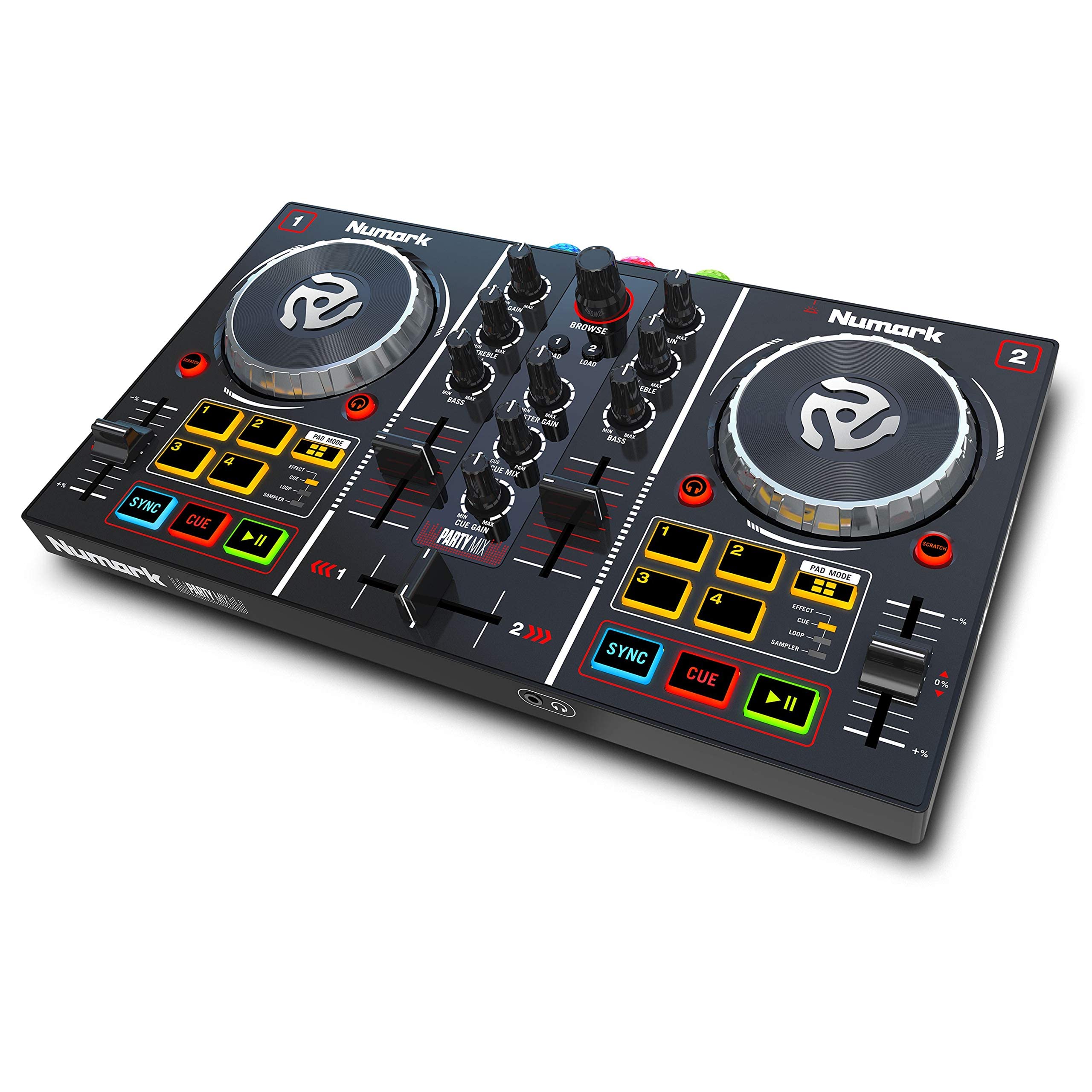 Numark Party Mix | Beginners DJ Controller Set for Serato DJ with