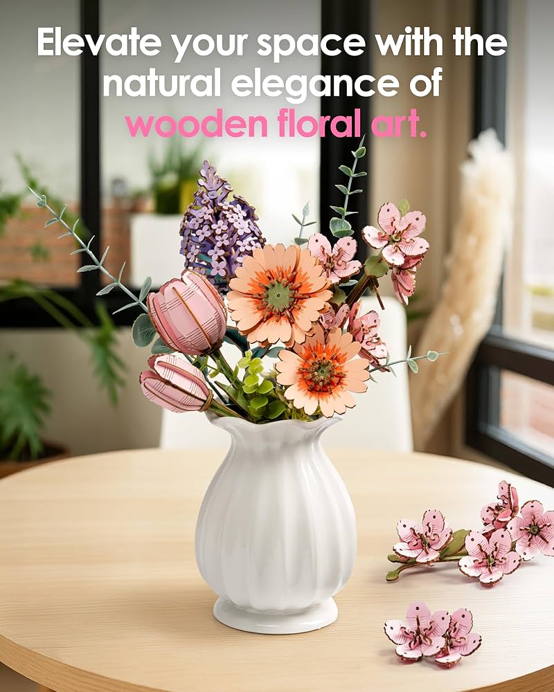 Amazon.com: rowood 3D Puzzle Wood Flower,DIY Artifical Flower