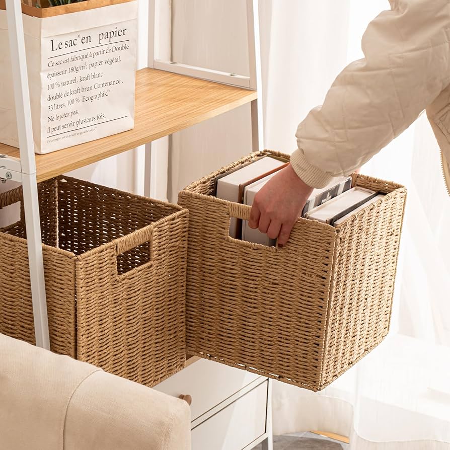 Amazon.com: Foldable Storage Baskets with Handles Paper Rope