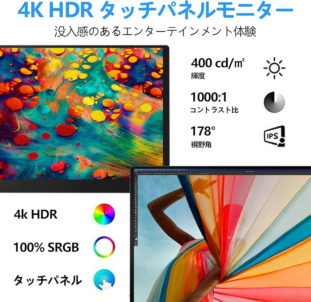 Amazon.co.jp: Acouto A15 Pro 15.6インチ 4k モバイルモニター