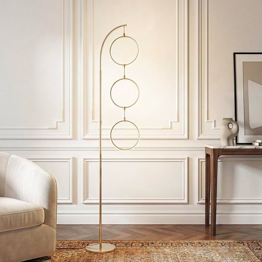 Brightech Nova 74 in. Antique Brass Industrial 3-Light LED Energy