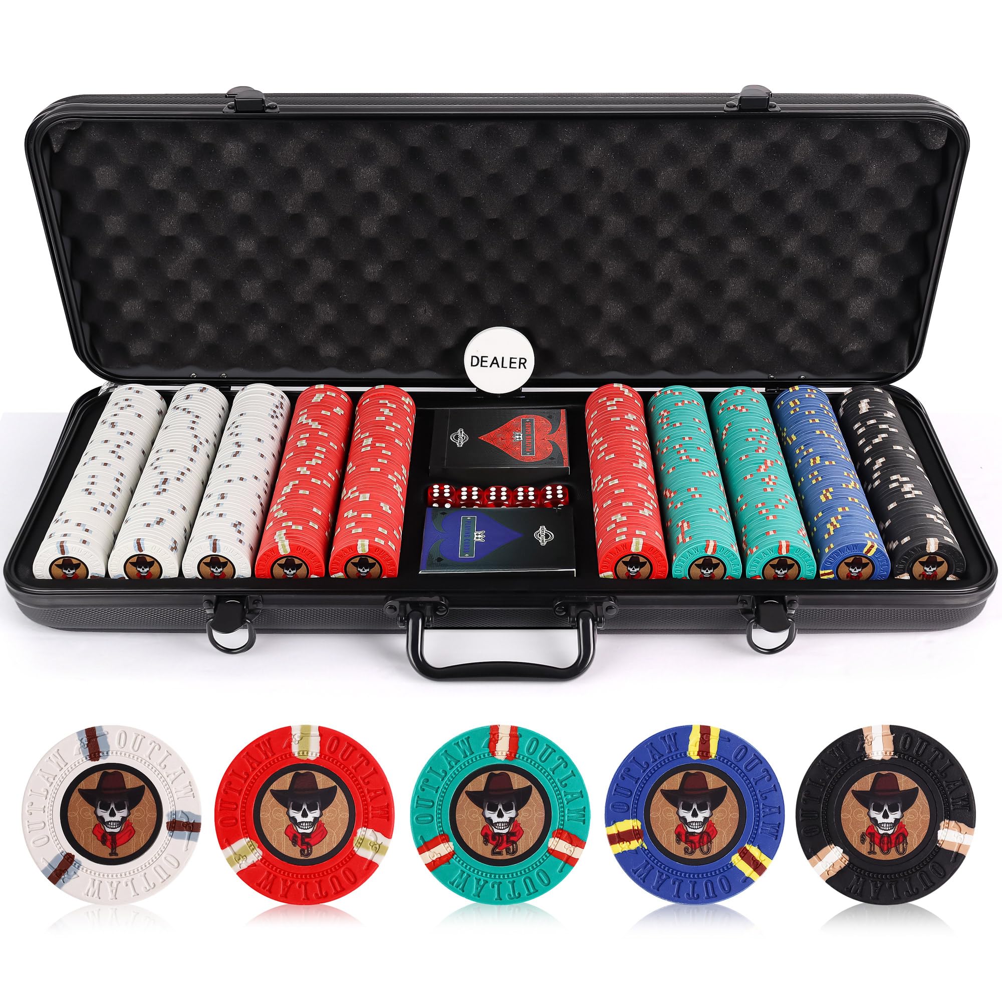 Versa Games 13g Outlaw Clay Poker Chips Set - 500 Piece Set