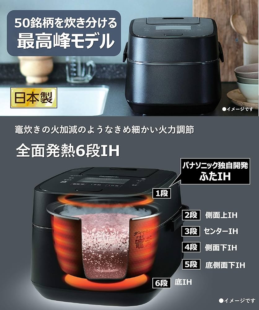 Amazon | パナソニック 炊飯器 5.5合 スチーム&可変圧力IH式 Wおどり