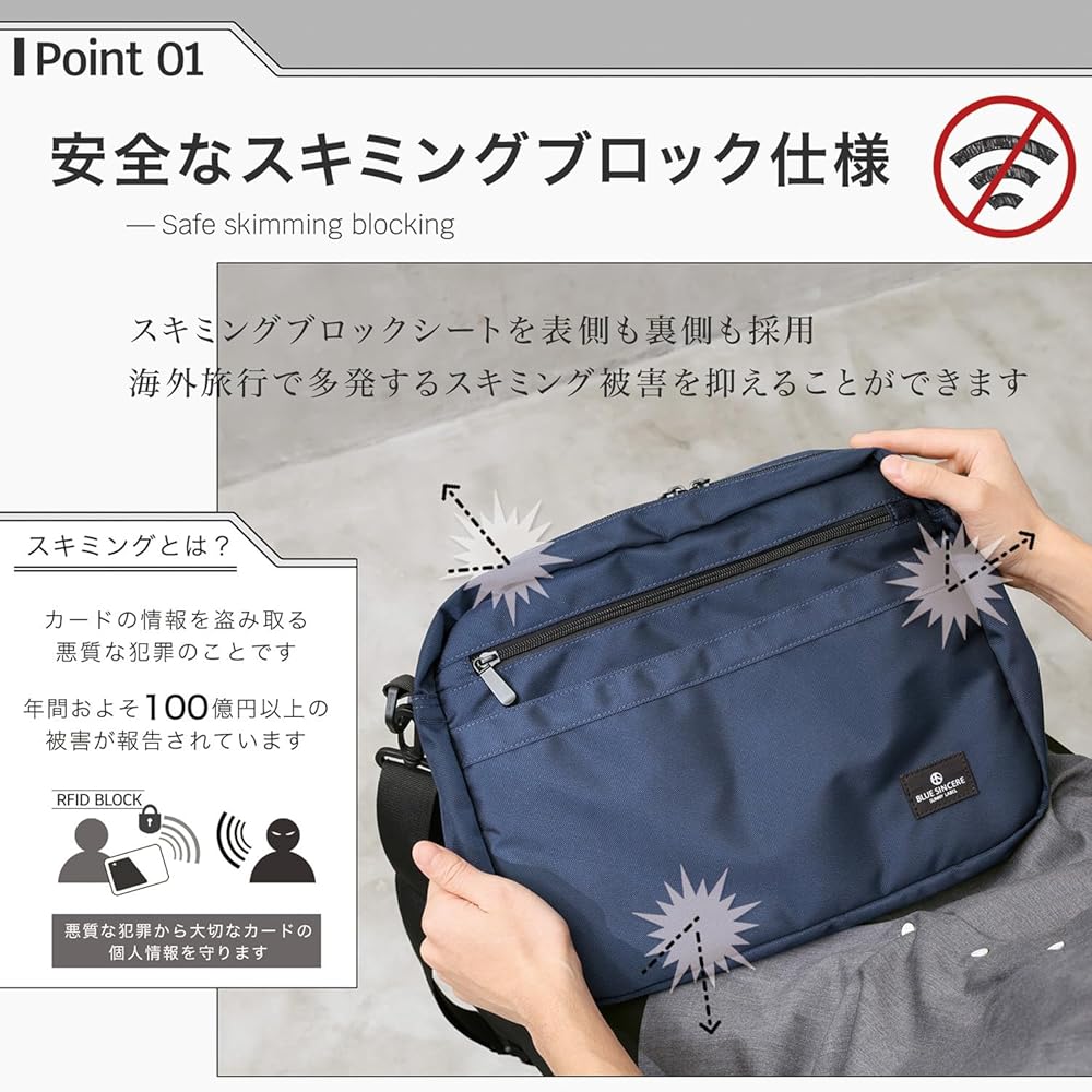 Amazon | [BLUE SINCERE] ショルダーバッグ メンズ 撥水 軽量 7