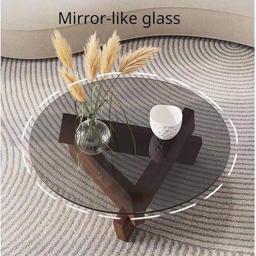 Amazon｜ラウンドコーヒーテーブル、リビングルーム用ガラスコーヒー