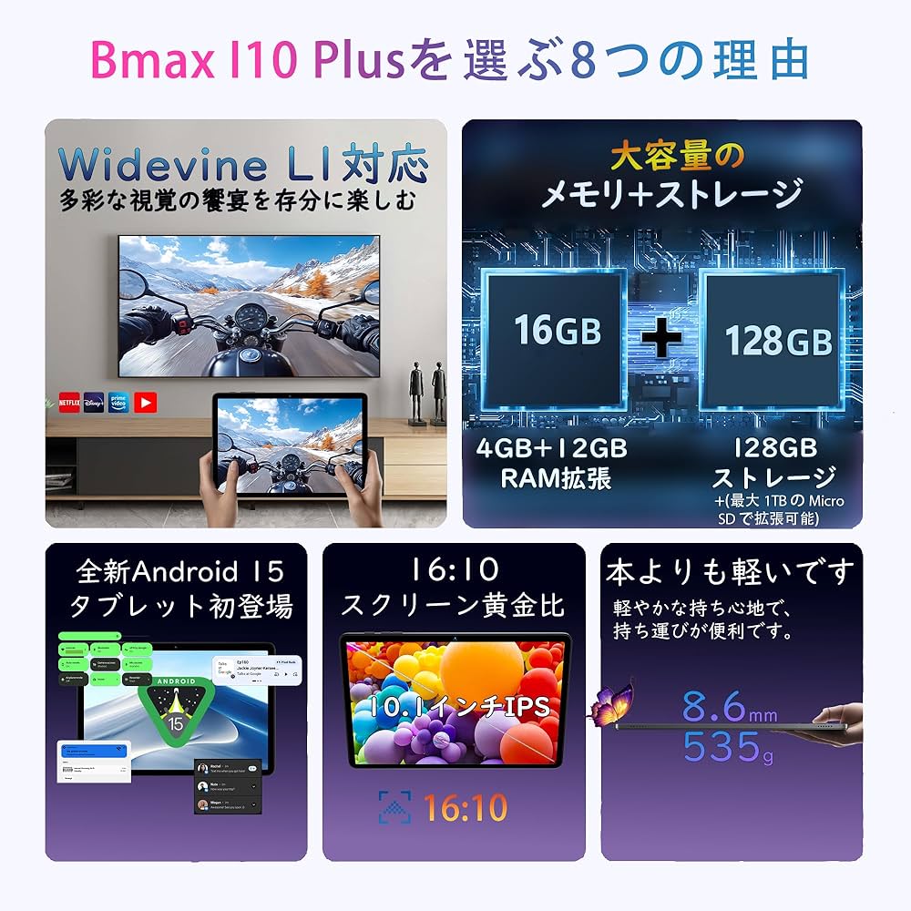 Amazon.co.jp: 【android 15 タブレット初登場】Bmax 10インチ Android