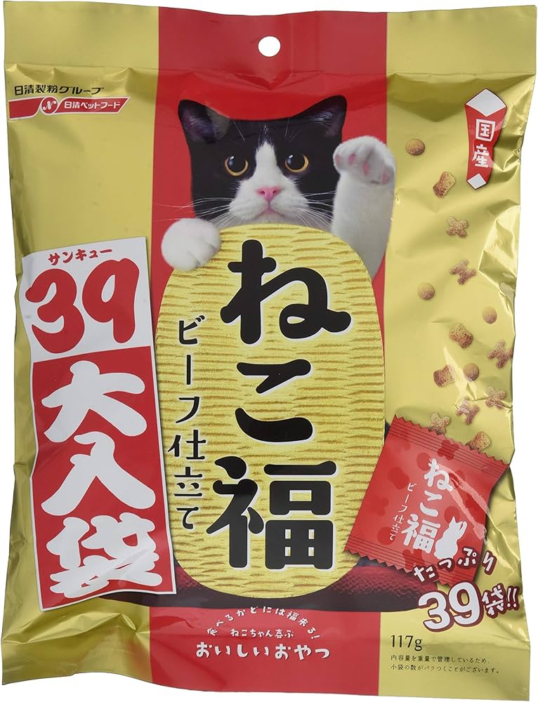 Amazon | ペットライン ねこ福 猫用おやつ 39大入り袋 ビーフ仕立て