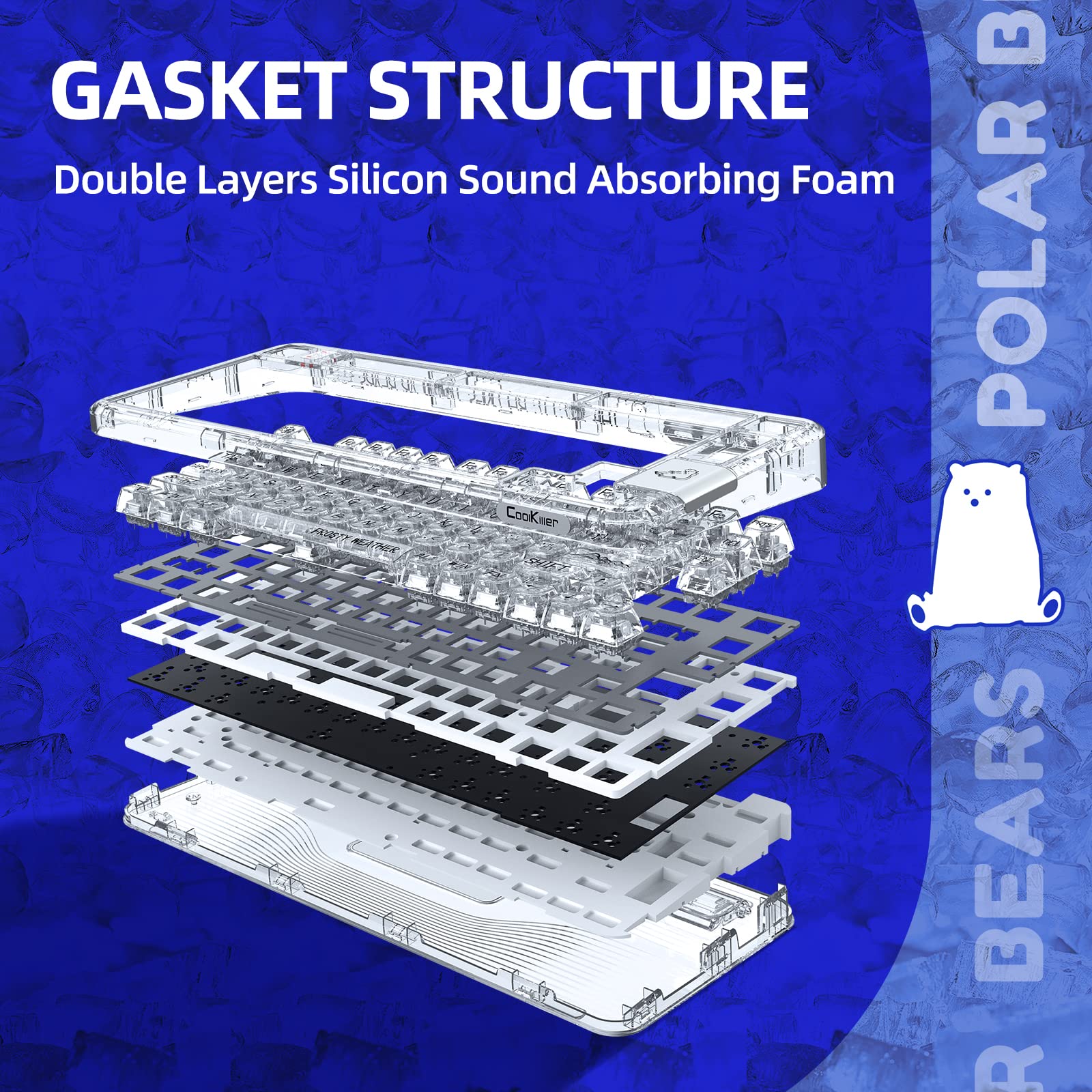 Amazon | YUNZII CK75 無線 ホットスワップメカニカルキーボード 透明