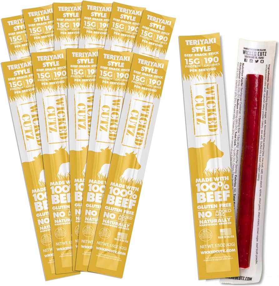Amazon.com: Teriyaki Beef Sticks, 15g Protein Per Beef Stick