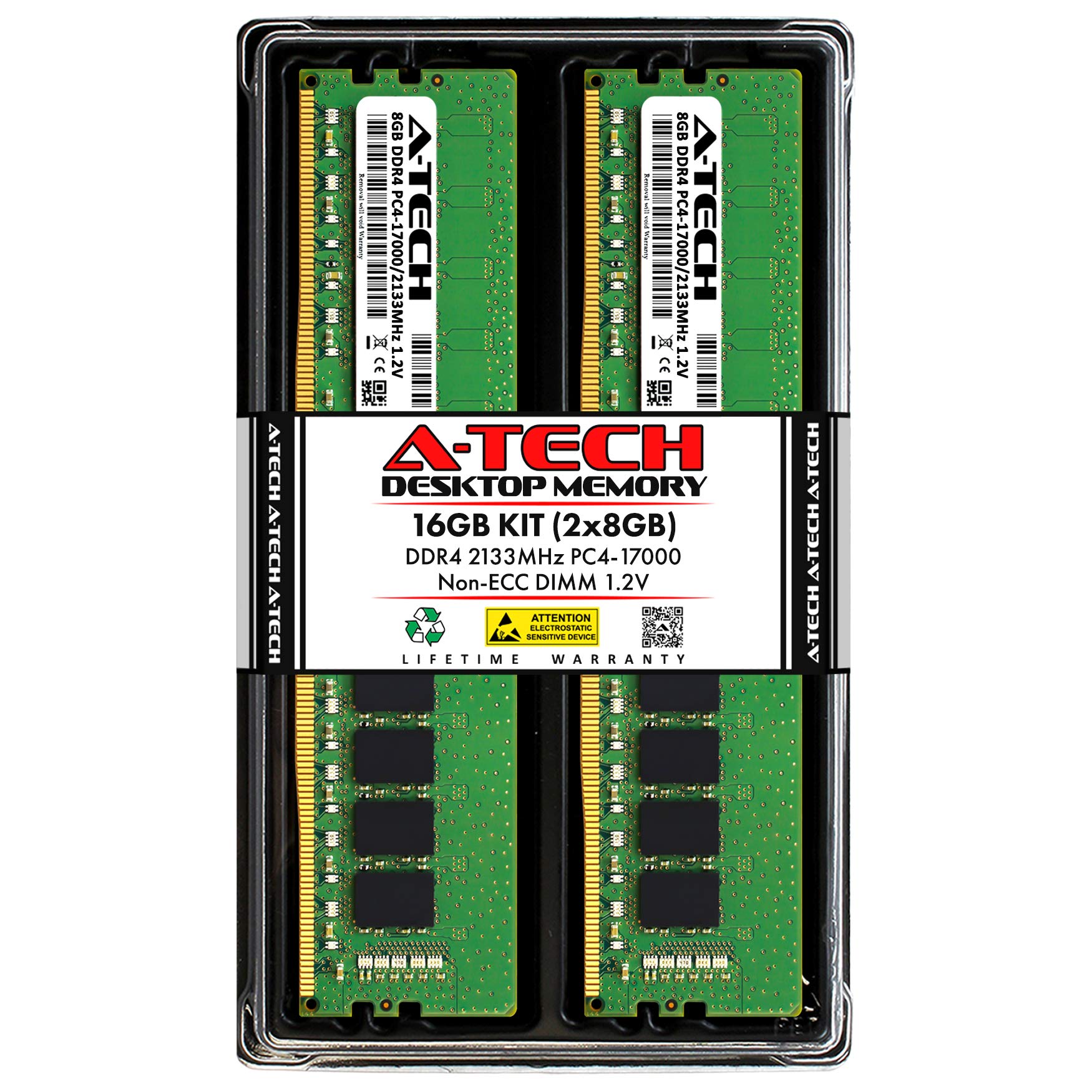 A-Tech 16GB (2x8GB) DDR4 2133 MHz UDIMM PC4-17000 (PC4-2133P) CL15