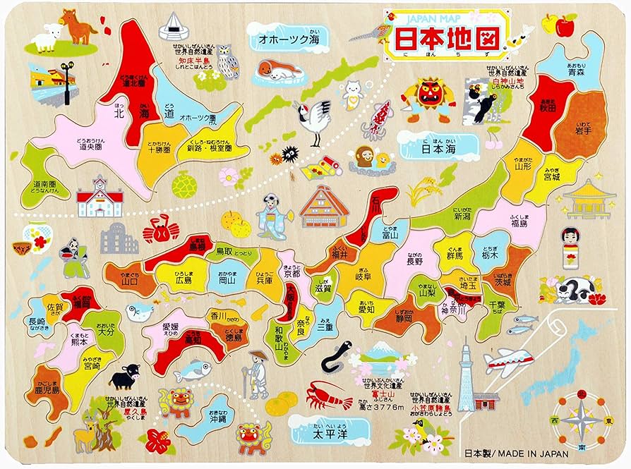 Amazon.co.jp: 酒井産業 日本製 木製知育パズル 日本地図 （ 県別