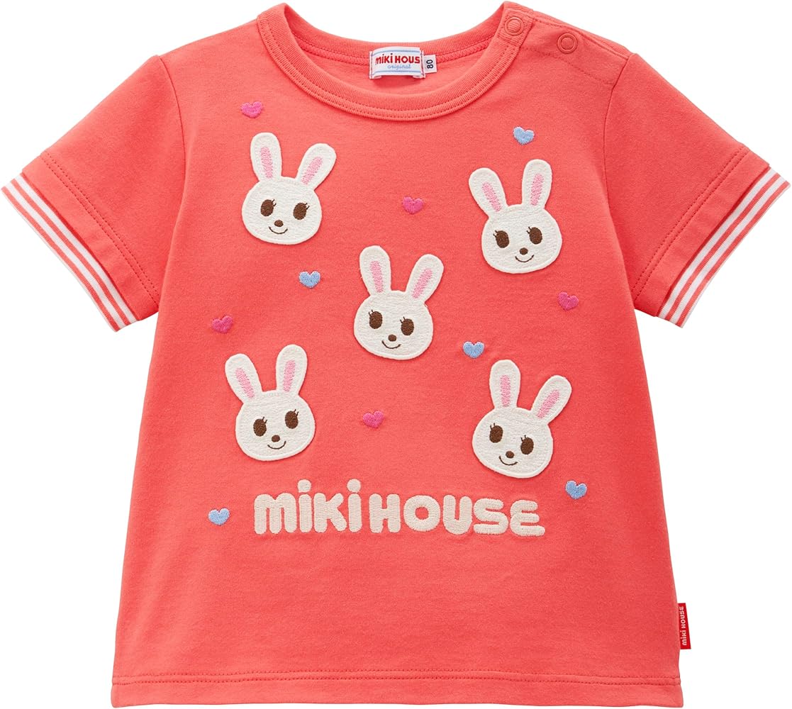 Amazon.co.jp: [ミキハウス] Tシャツ 半袖 うさぎ ロゴ 女の子 ベビー