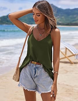 Amazon.com: SUNAELIA Camisole for Women V-Neck Sleeveless Long