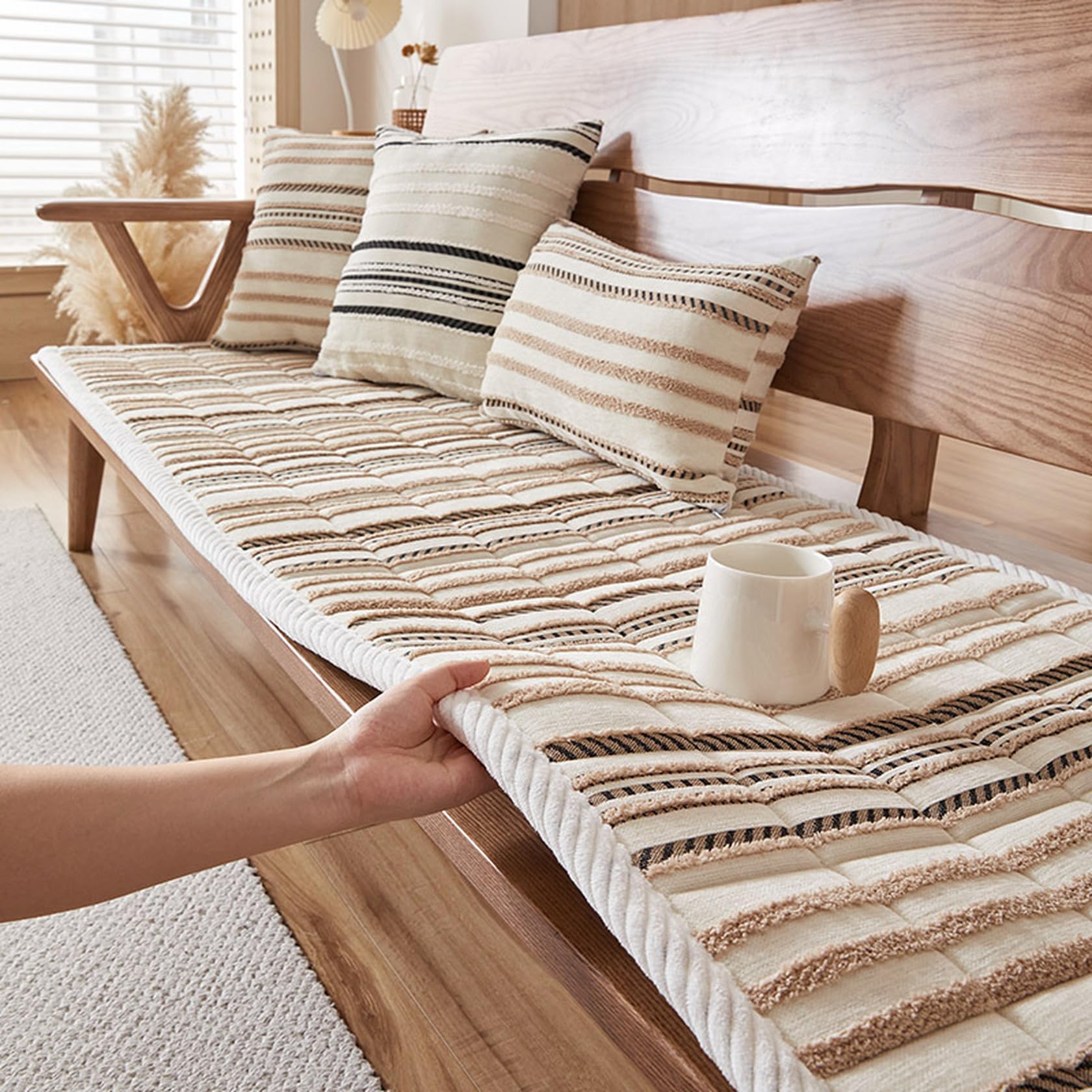 Amazon.co.jp: [KUZQIM] ベンチクッション 長座布団 ダイニングベンチ