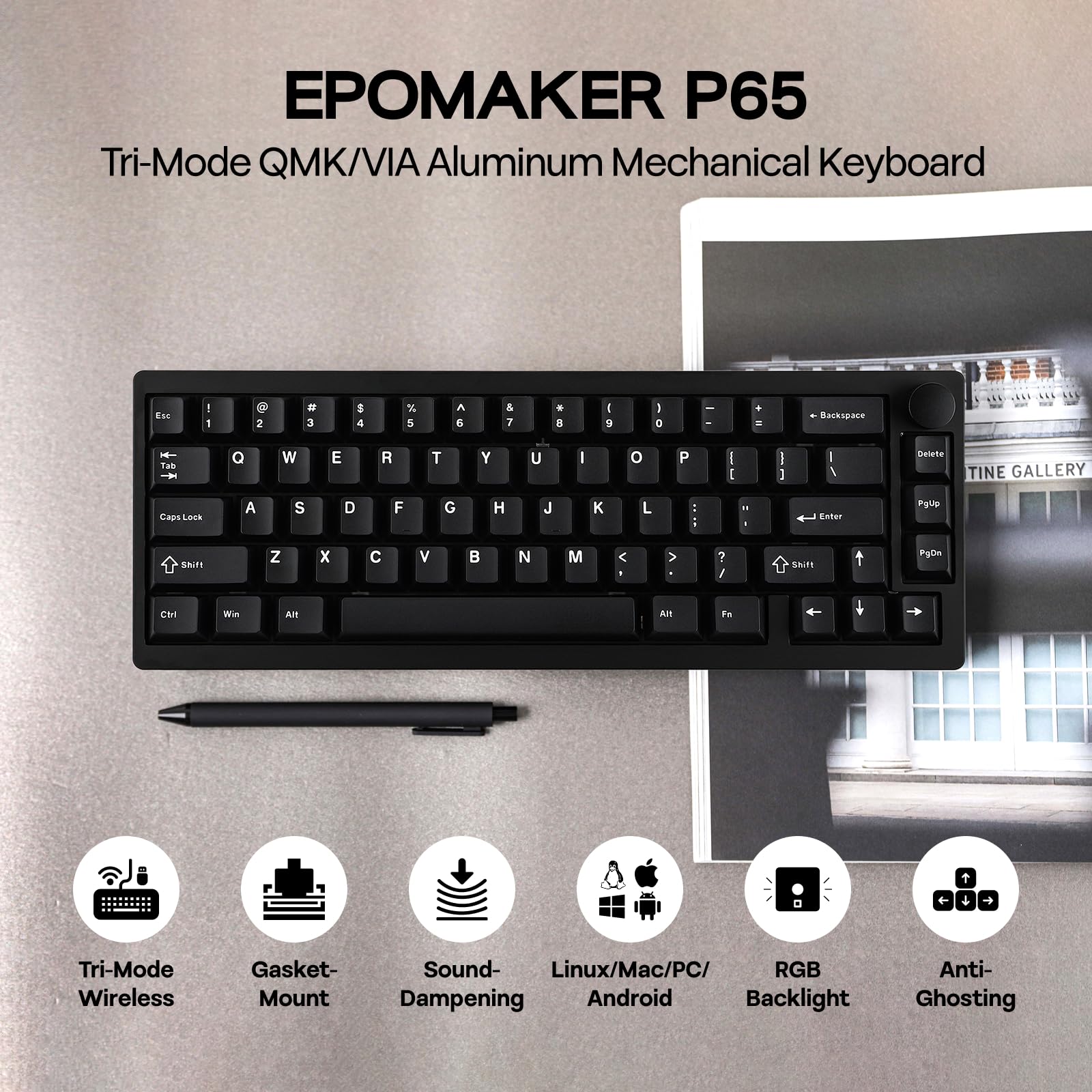 Amazon.com: EPOMAKER P65 QMK/VIA Wireless Aluminum Gaming Keyboard