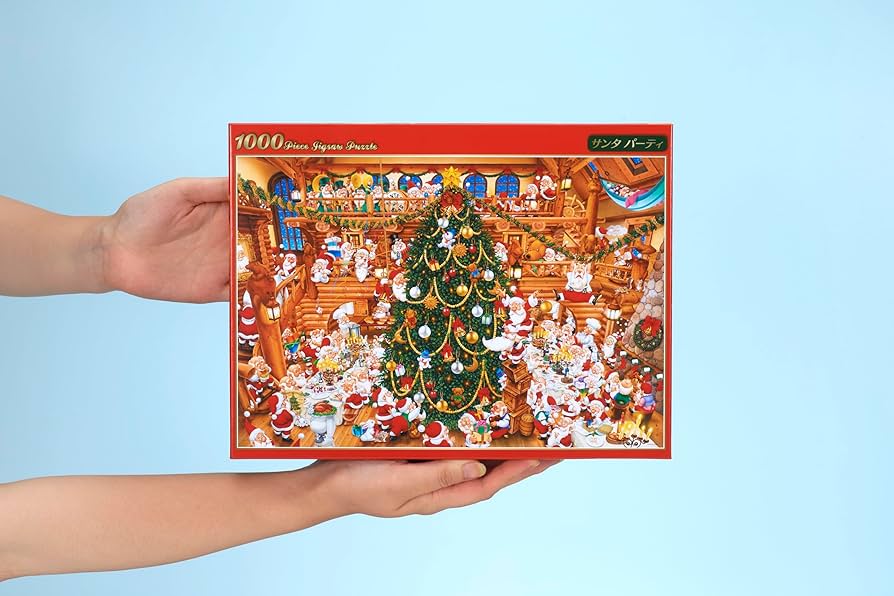 千P⑦お祭りサンタクロース ジグソーパズル 白縁アルミ額49×72㎝パネル