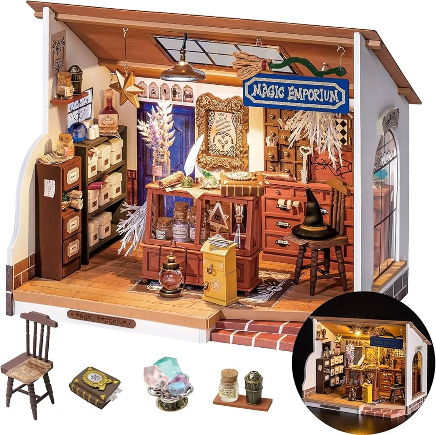 Amazon.com: Rolife DIY Miniature House Kit Kiki's Magic Emporium+