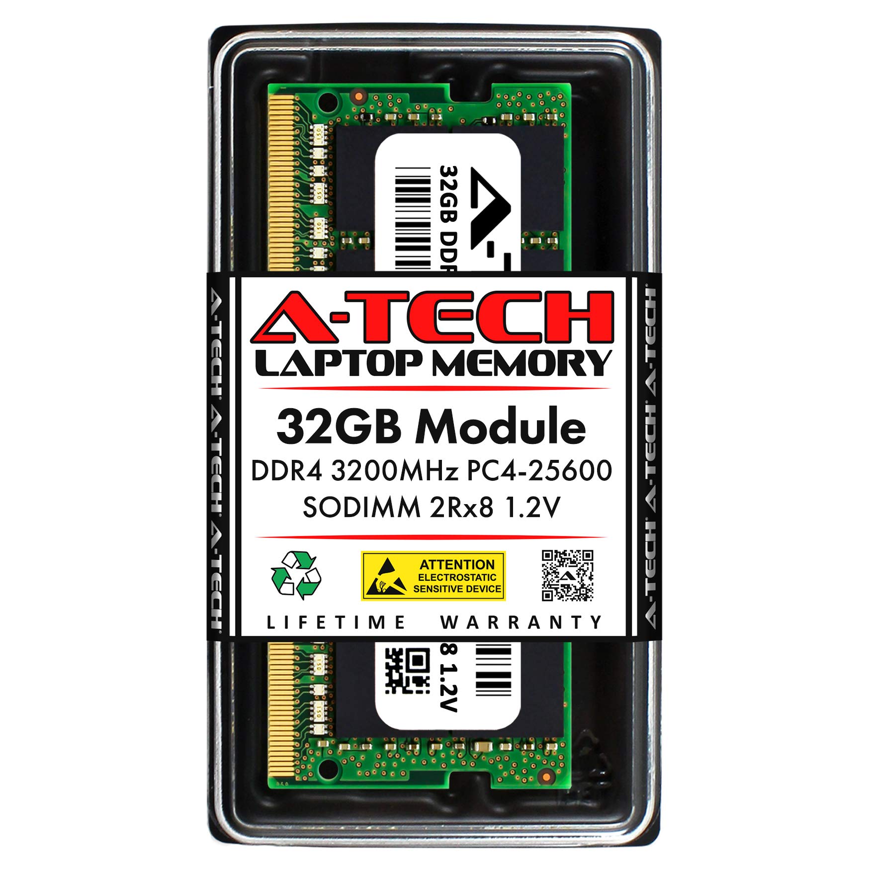 A-Tech 32GB DDR4 3200 MHz SODIMM PC4-25600 (PC4-3200AA) CL22 2Rx8