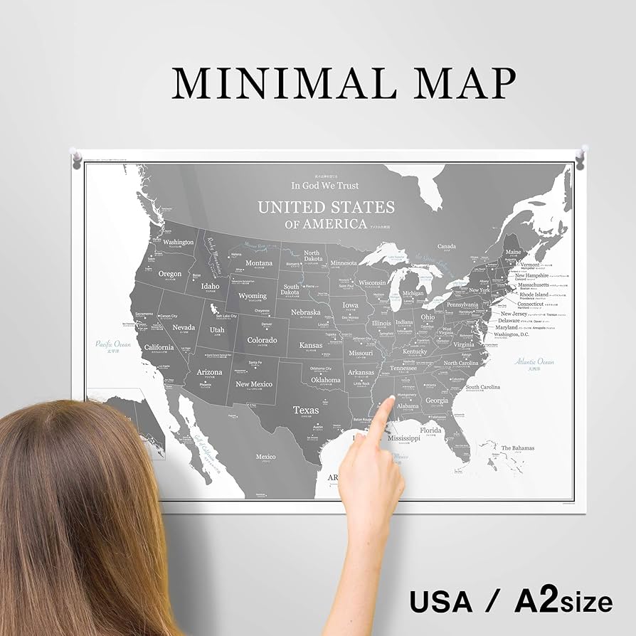 Amazon.co.jp: ミニマルマップ アメリカ地図 シンプル で おしゃれ な