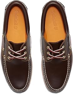 Timberland Men's Authentic 3-Eye Lug Handsewn Boat Shoe, Brown, 6