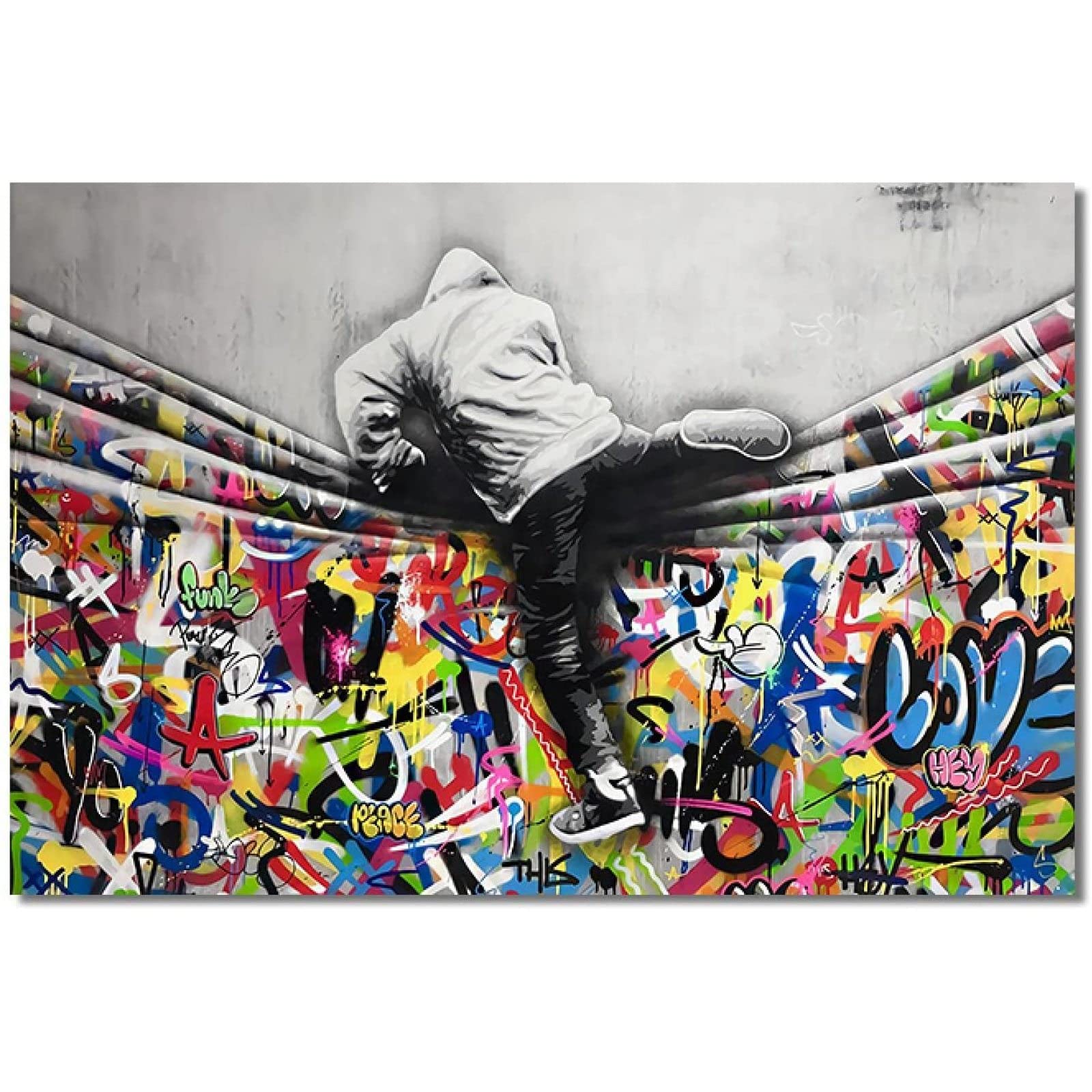 Amazon｜バンクシーグラフィティポスターキャンバス絵画インテリア