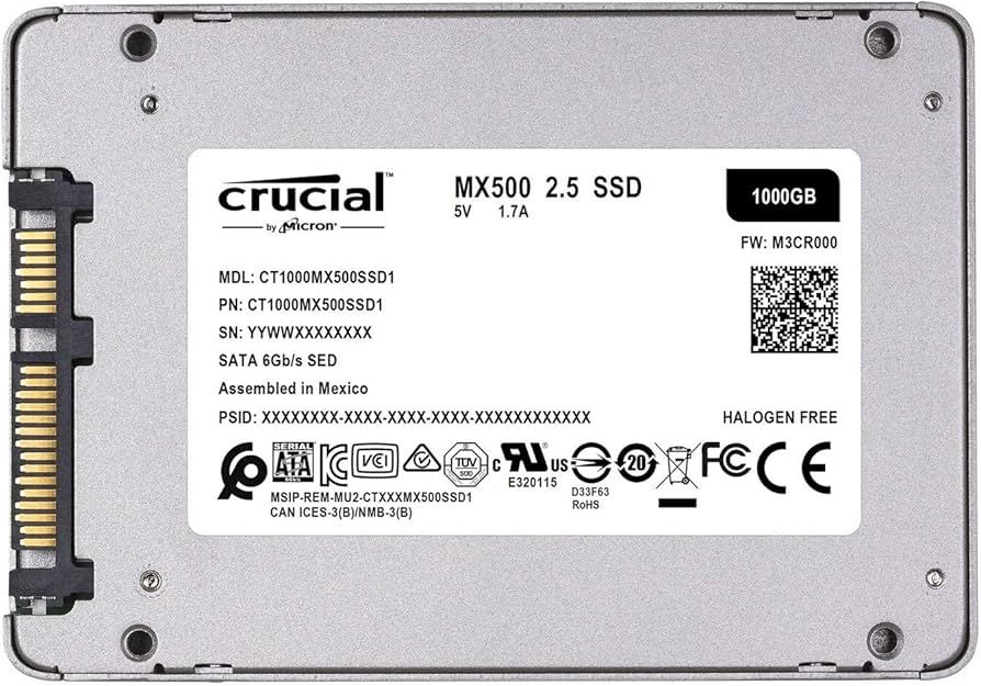 Crucial MX500 1TB 3D NAND SATA 2.5 Inch Internal SSD, up to 560MB
