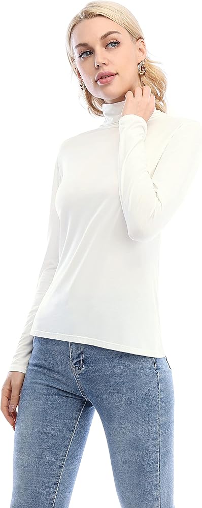 Xelky Womens Long Sleeve Turtleneck Shirt Lightweight Slim Turtle