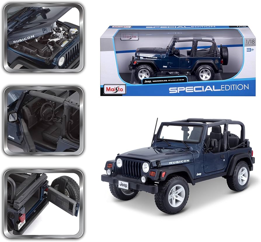 Amazon.com: Maisto 1:18 Jeep Wrangler Rubicon (Colors May Vary