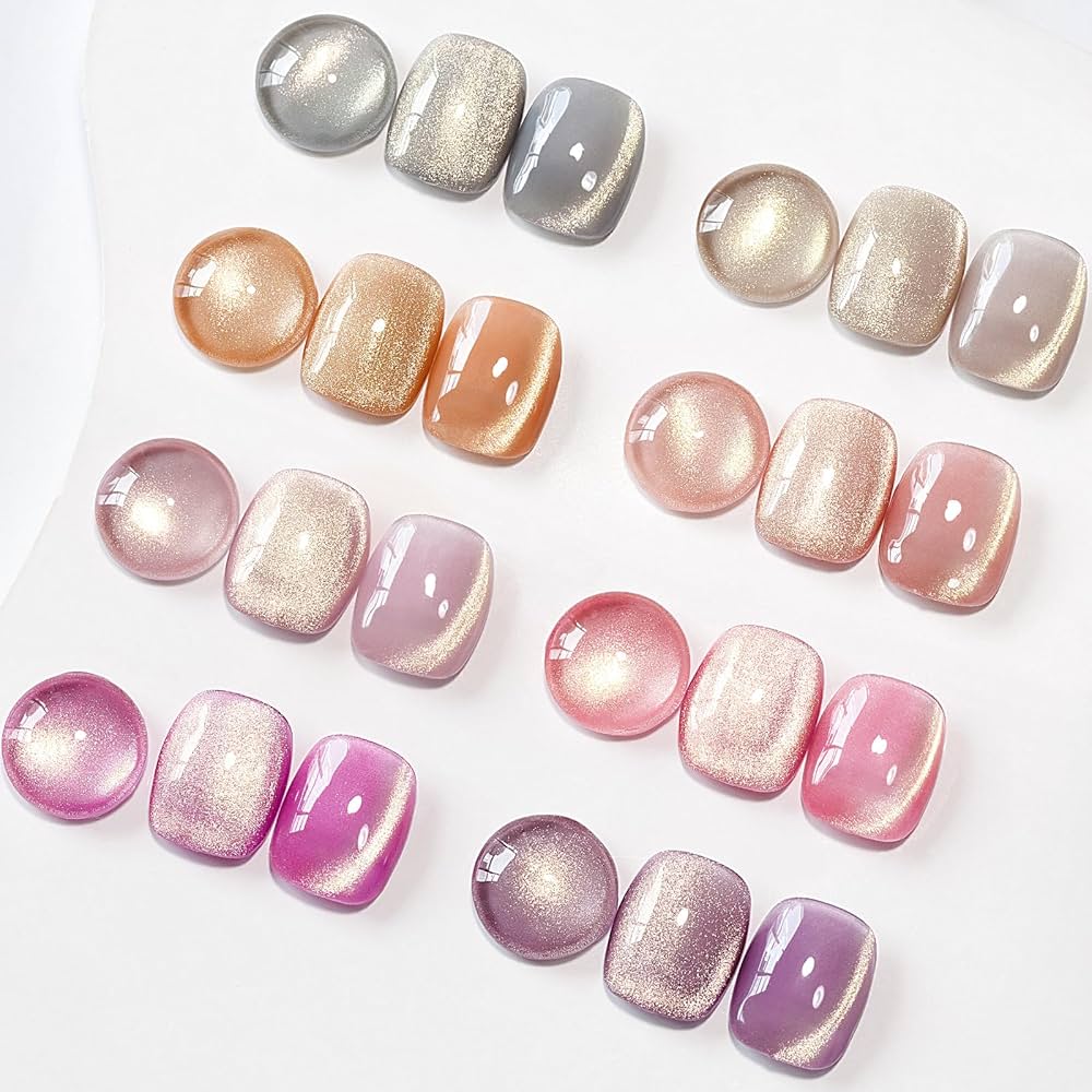 Amazon.com : MIZHSE Cat Eye Gel Nail Polish, 8 Colors Glass