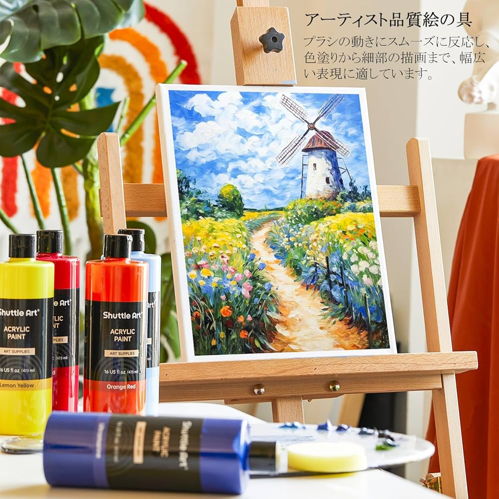 Amazon | Shuttle Art アクリル絵の具 15色 473ml 大容量 絵の具セット