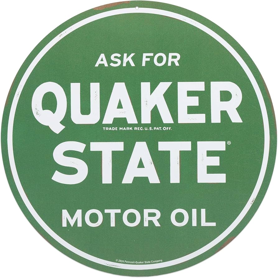 Amazon.com: Quaker State Motor Oil Round Metal Sign - Vintage