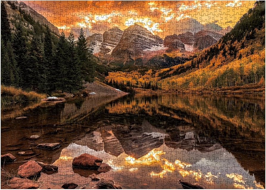 Amazon | 自然パズル 大人用 1000ピース 山 風景 パズル 風景 マルーン