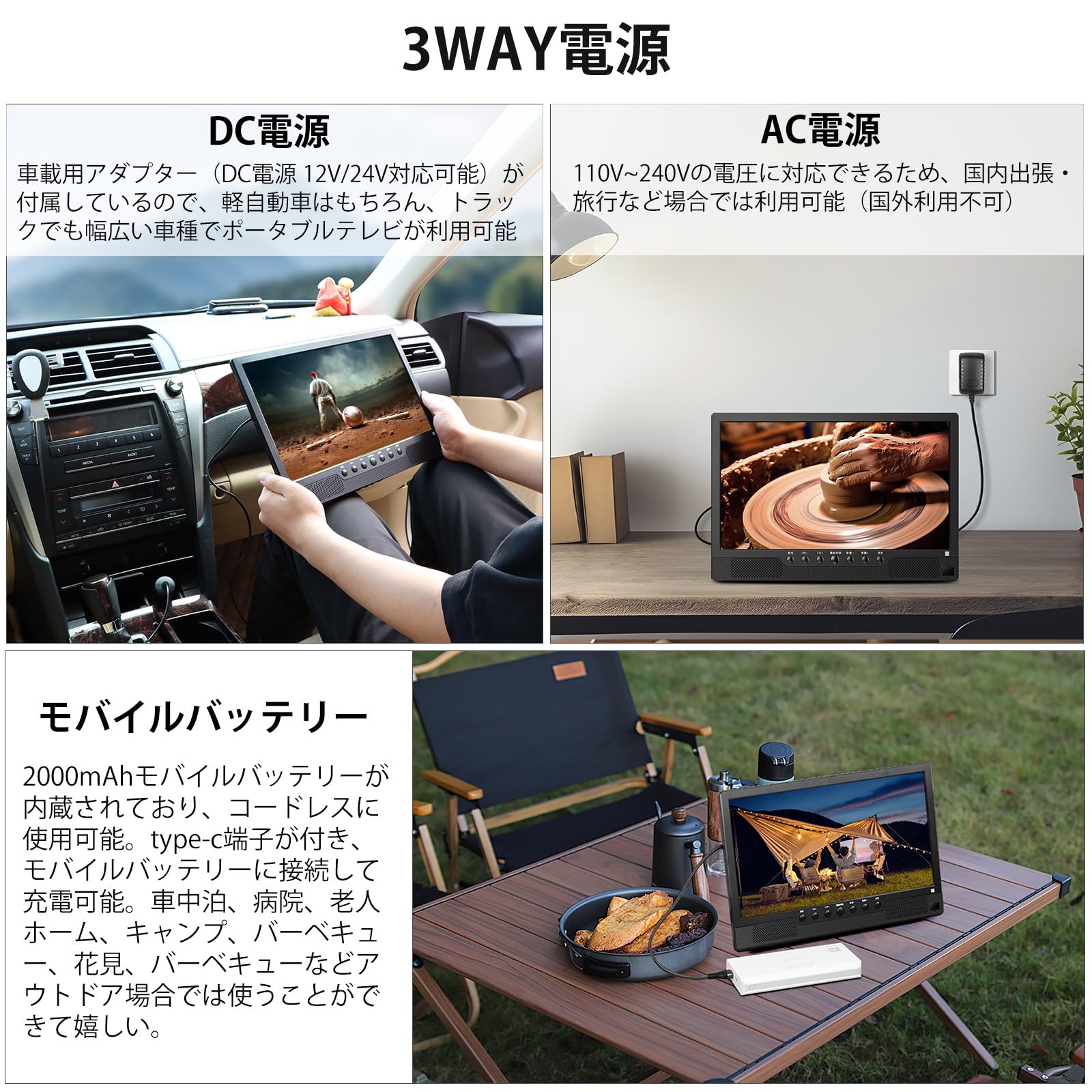 Amazon | [録画機能付き]ポータブルテレビ テレビ小型 14.1インチ 極軽
