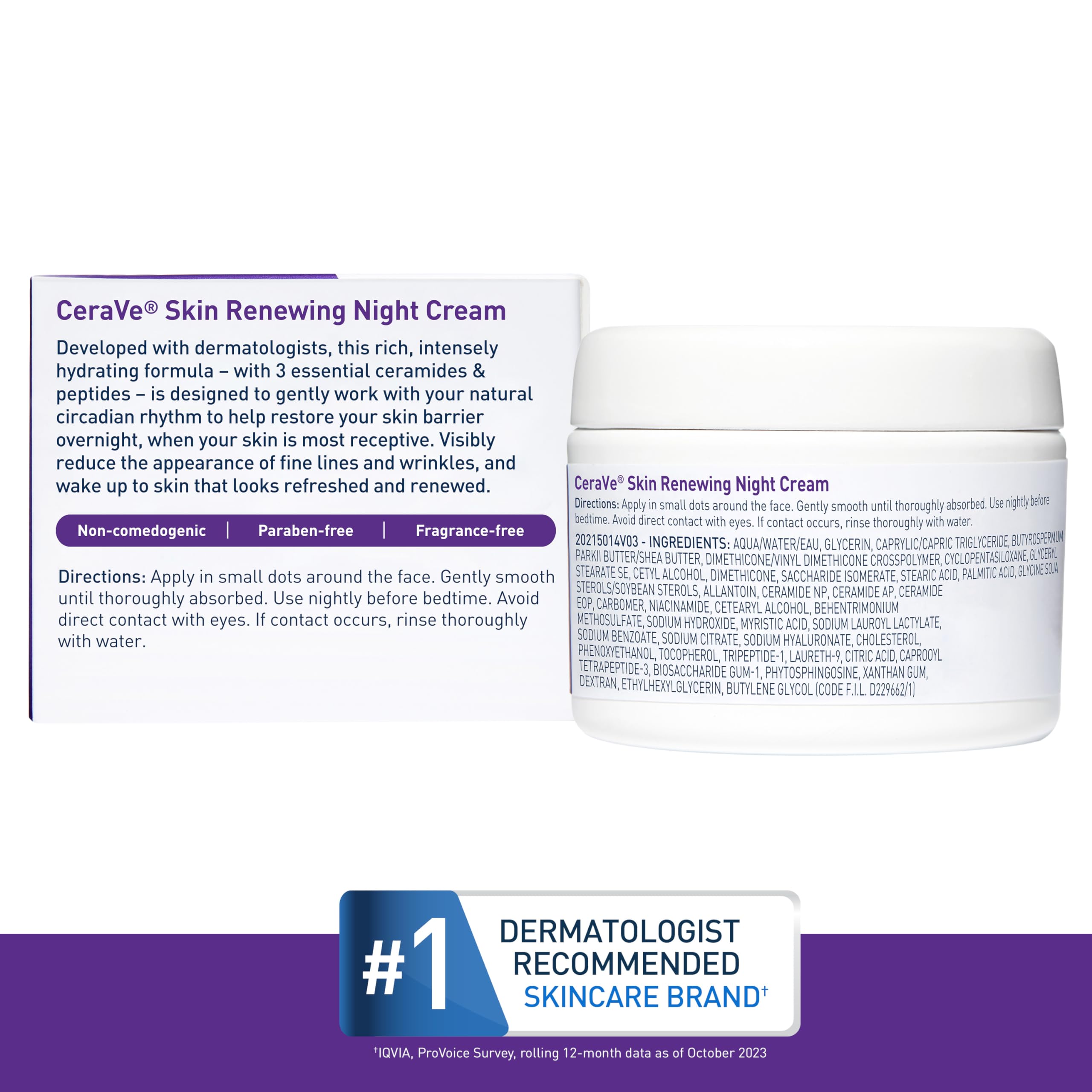 Amazon.com: CeraVe Skin Renewing Night Cream, Niacinamide, Peptide